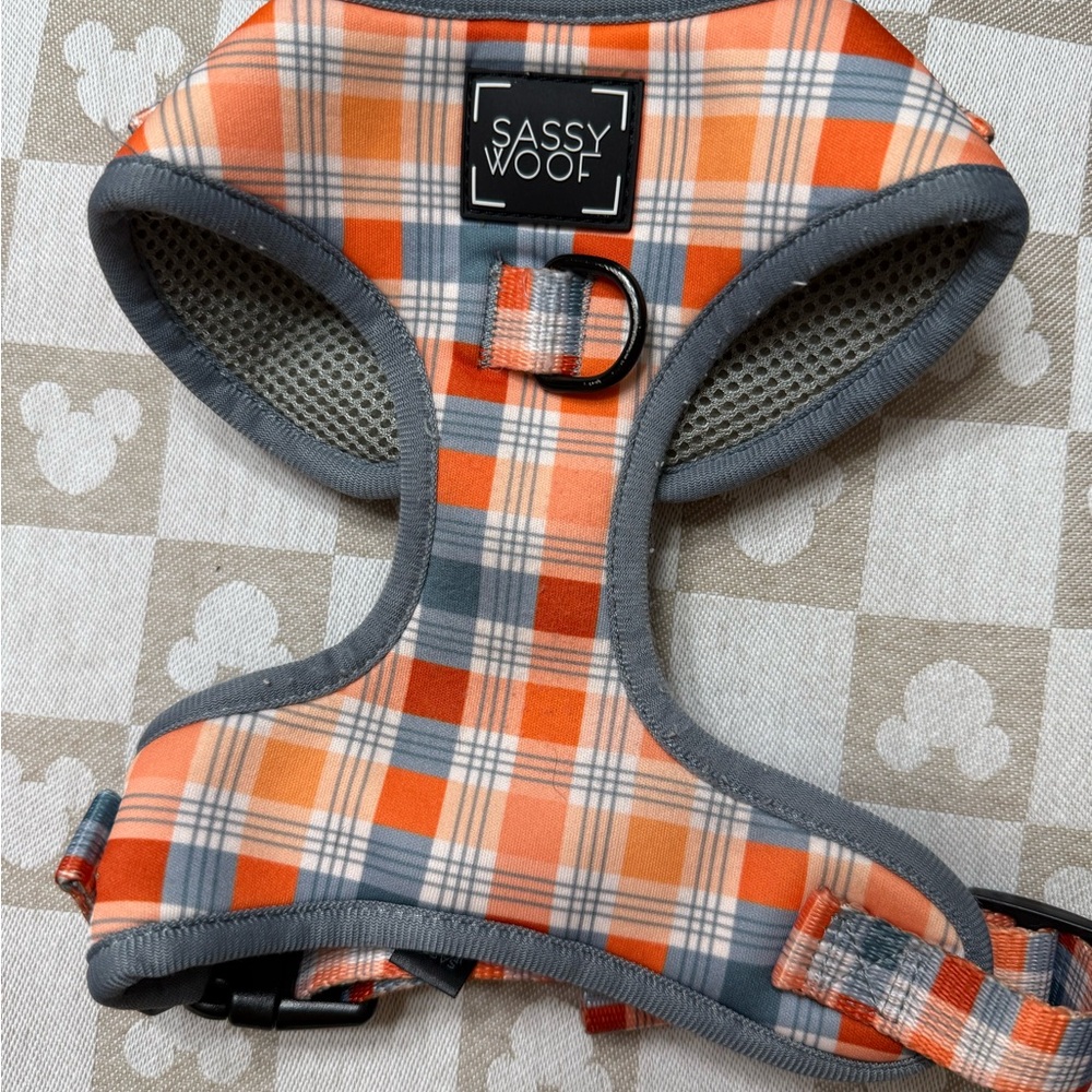 Sassy Woof Orange Plaid Dog Harness